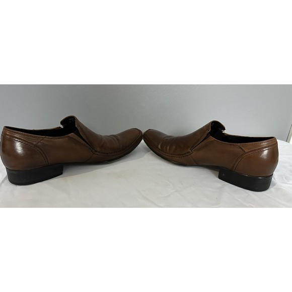 Robert Wayne Mens Dress Shoes Brown Leather Slip On Square Toe Sz 10 US Loafers main image 4